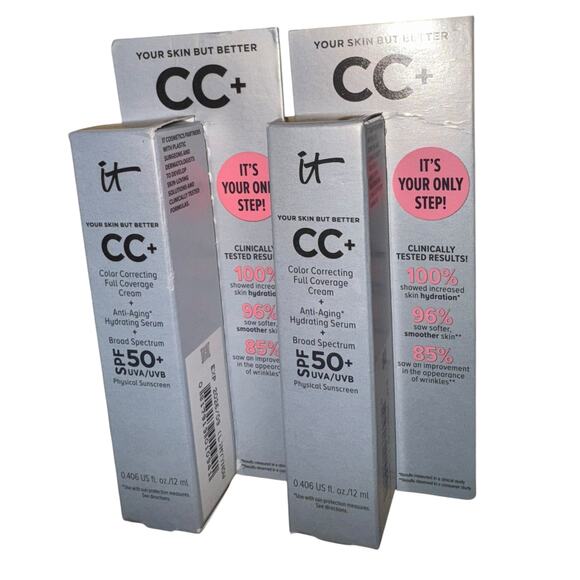 It Cosmetics CC Full Coverage Foundation SPF 50 Light Travel Size 2 Pack Luxury - Picture 3 of 9